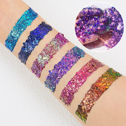 21 color highlight powder glitter gel adhesive-free face body sequin makeup