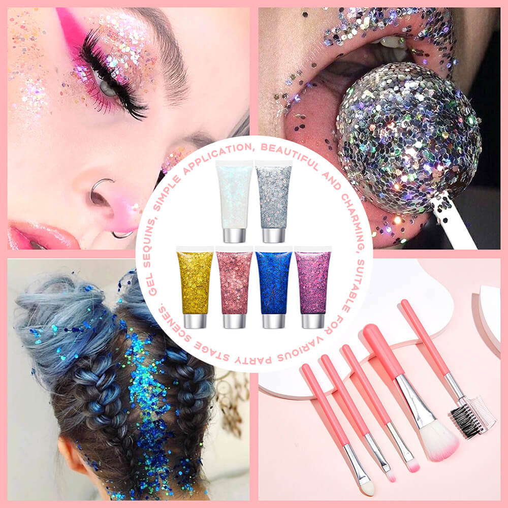 17 set glitter gel sequin body face eyes hair stage shimmer makeup vegan
