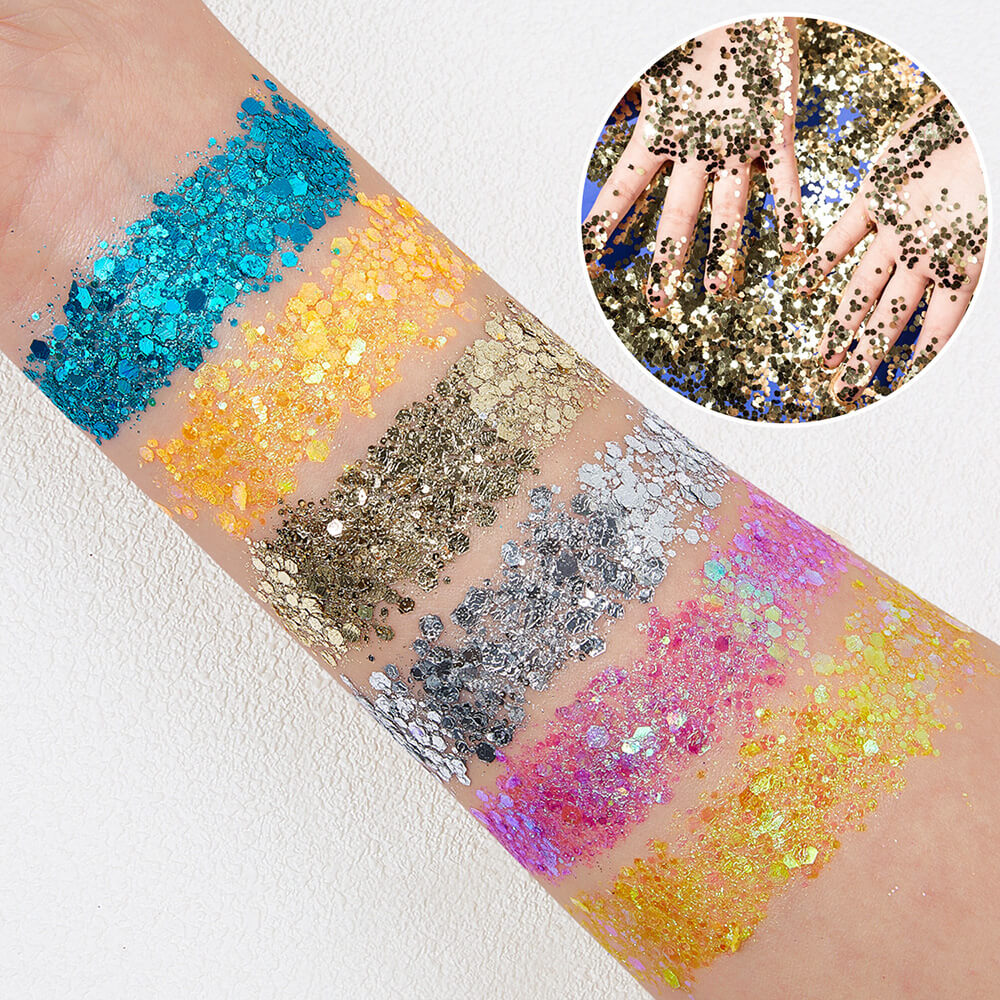 21 color highlight powder glitter gel adhesive-free face body sequin makeup