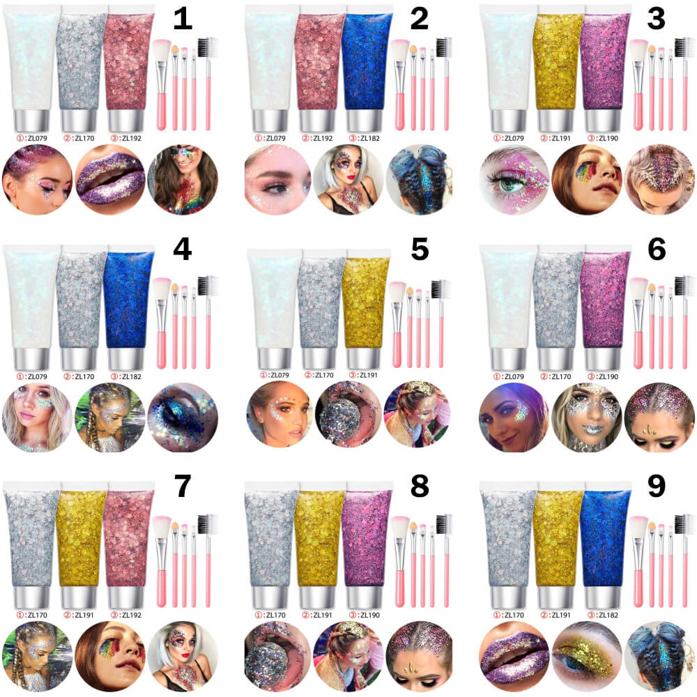 17 set glitter gel sequin body face eyes hair stage shimmer makeup vegan