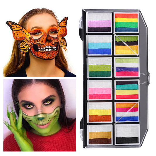 Face body paint rainbow palette water-based watercolor stage drama festival makeup