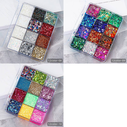 12 color glitter gel highlight powder adhesive-free sequin face body makeup