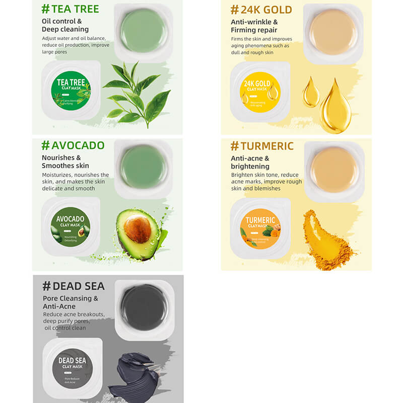 Clay mask kit cleansing mask face mask turmeric green tea anti-acne hydrating