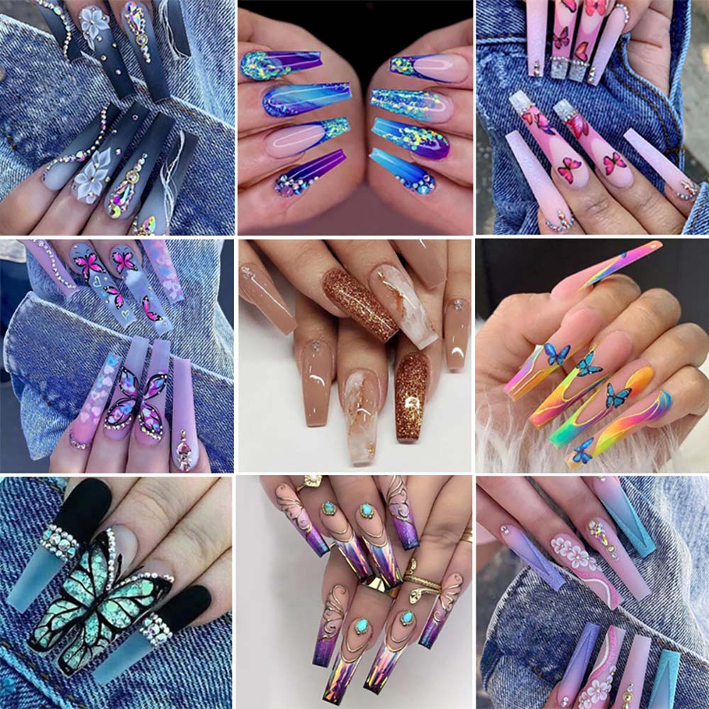 European-style Armor Fake Nails Long Ballet Nail Stickers Reuseable Press On Nails