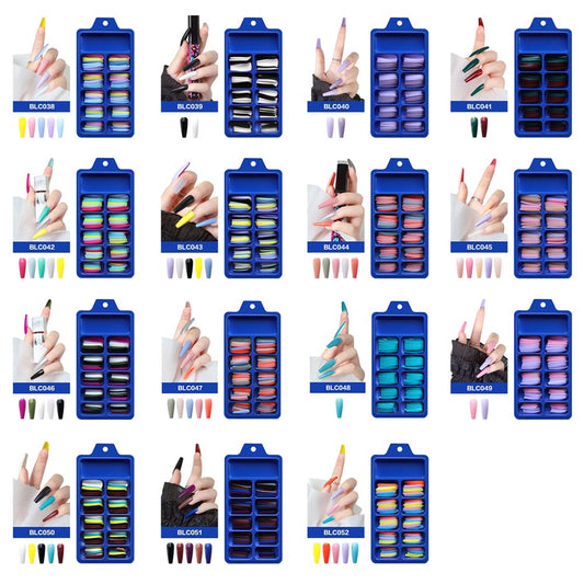 Diy False Nail Press On Nails Long Ballet Pure Salon Tips Mixed-color 100 Pcs
