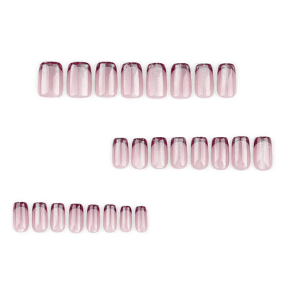 Manicure nude pink fake nails wearable short nail patches 24pcs