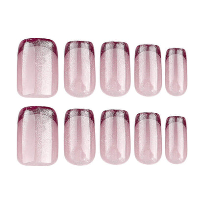 Manicure nude pink fake nails wearable short nail patches 24pcs