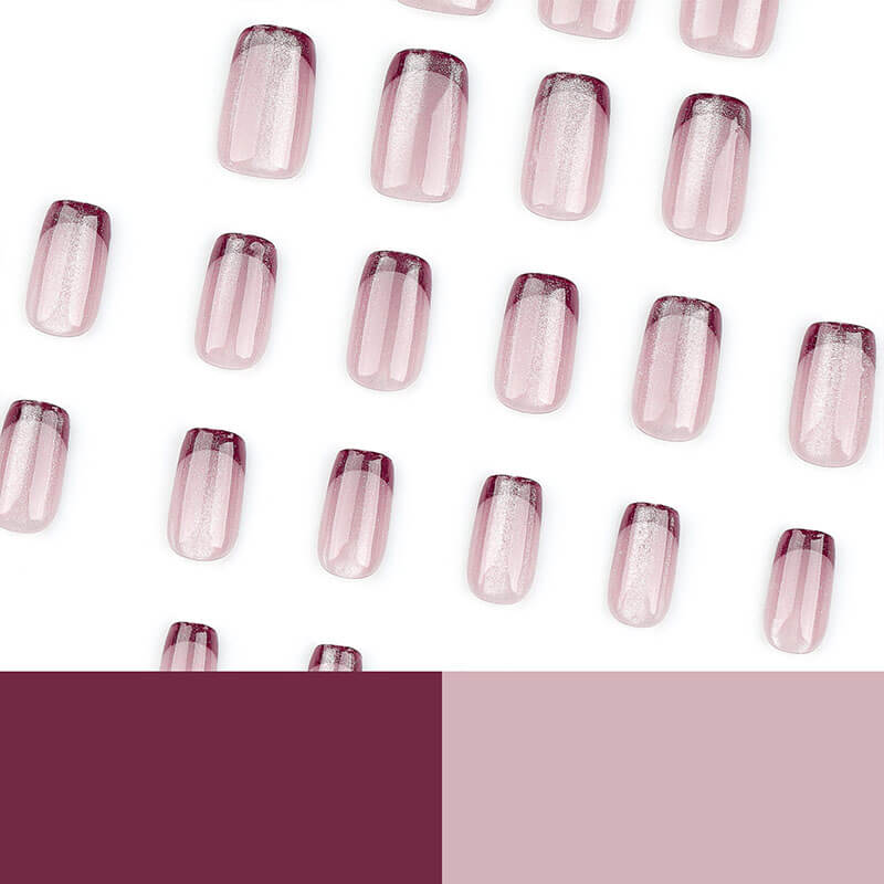 Manicure nude pink fake nails wearable short nail patches 24pcs