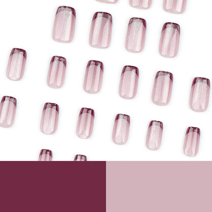 Manicure nude pink fake nails wearable short nail patches 24pcs