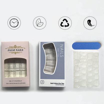 High-end fashion manicure glitter lines diamonds long almond wear nails 24pcs