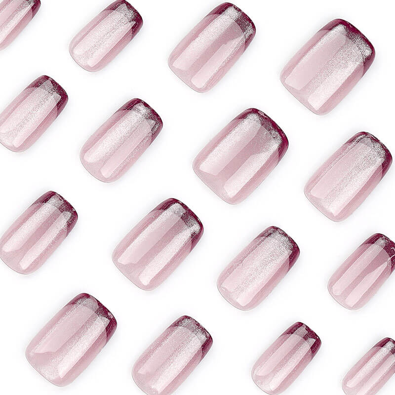 Manicure nude pink fake nails wearable short nail patches 24pcs