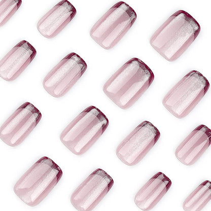 Manicure nude pink fake nails wearable short nail patches 24pcs