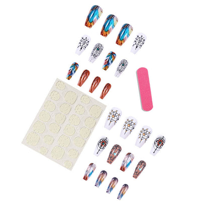 Manicure Colorful Feather Stained Nail Pieces Elegant Nail Design Fake Nail Art