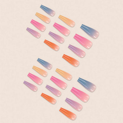 European American Style Artificial Nails Manicure French Rainbow Nail Tips 24 Pcs