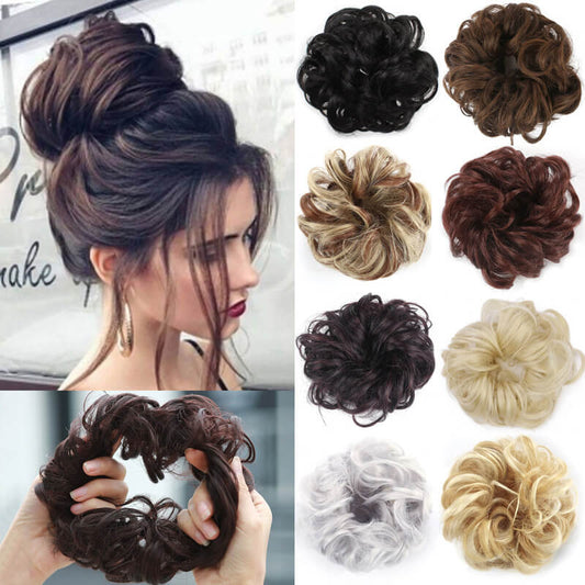 Curly hair buns wigs ball head wigs elastic hair buns flower