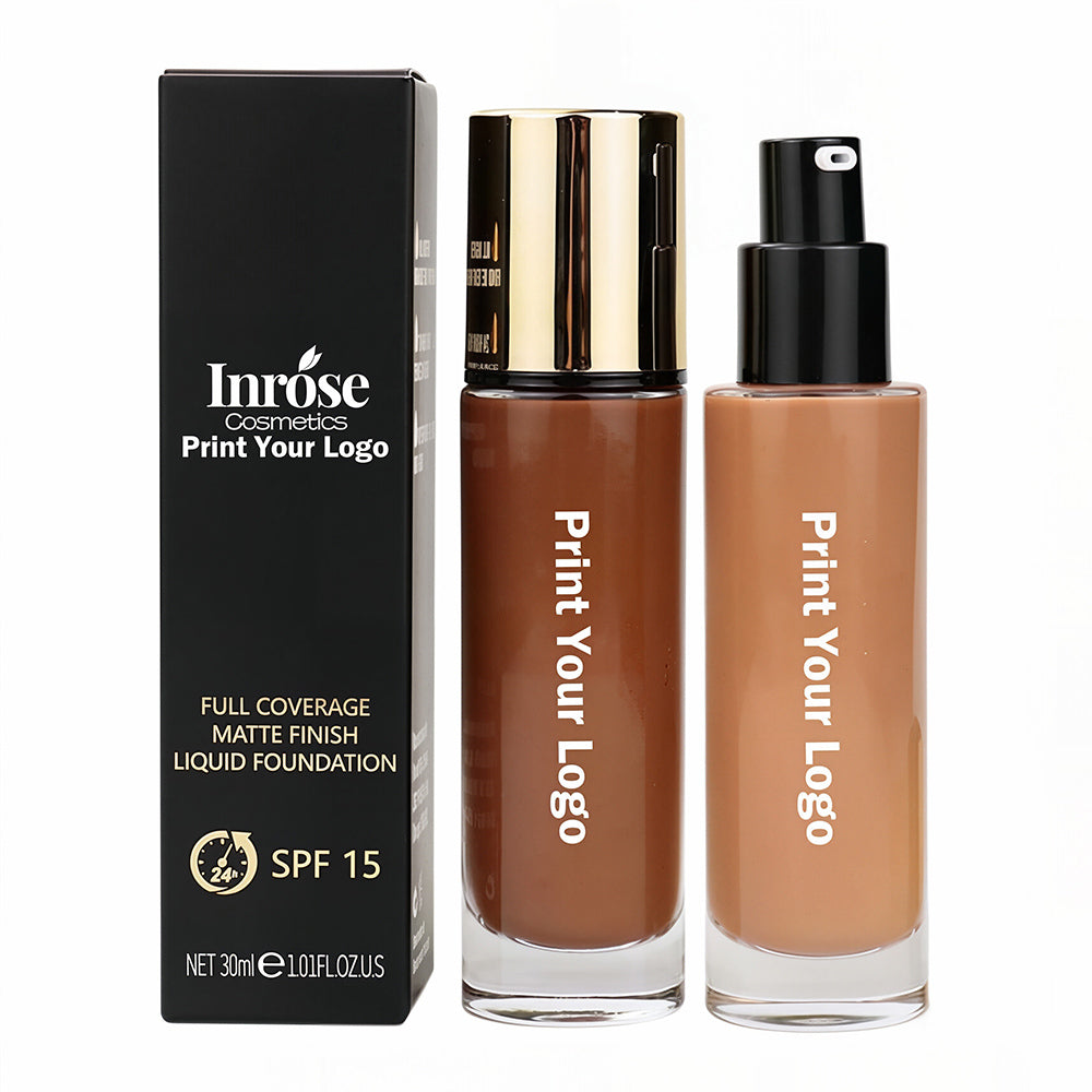 24 Color SPF15 Liquid Foundation Matte Flawless Full Coverage Waterproof