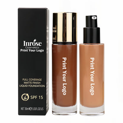 24 Color SPF15 Liquid Foundation Matte Flawless Full Coverage Waterproof