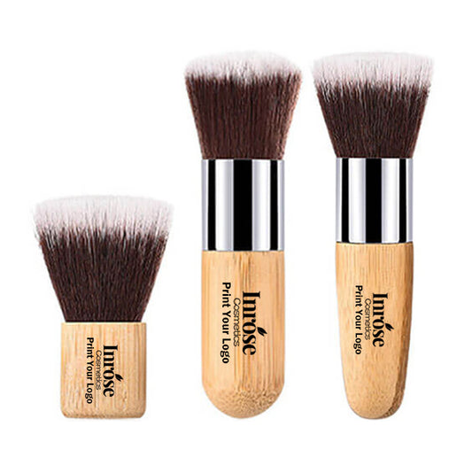 Pinceaux de maquillage, fond de teint, highlighter, pinceau unique, manche en bambou