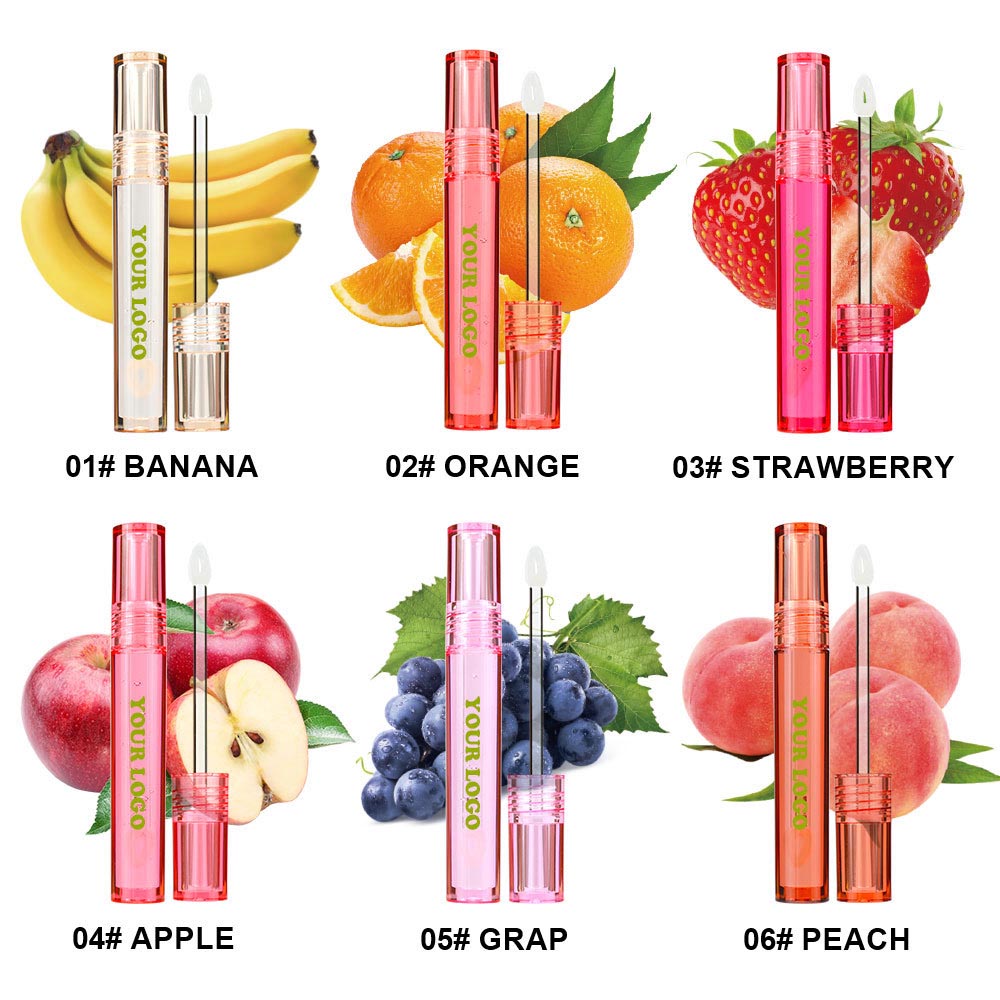 6 Color Lip Oil Fruit Lip Essence Moisturizing Clear Lip Plumping Anti-Drying