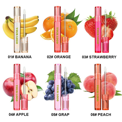 6 Color Lip Oil Fruit Lip Essence Moisturizing Clear Lip Plumping Anti-Drying