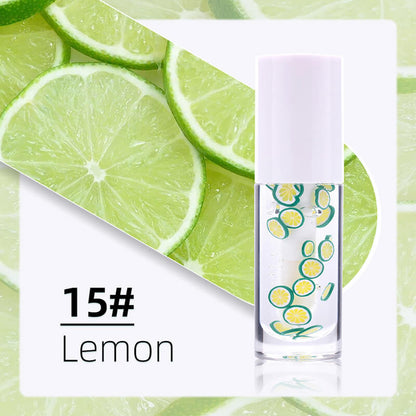 16 color fruit lip oil vegan lip gloss transparent lip plumping