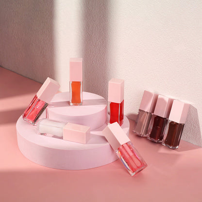 8-Color Lip Oil Plumping Fruit Flavor Lip Gloss Moisturizing Nourishing Vegan
