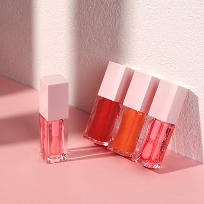 8-Color Lip Oil Plumping Fruit Flavor Lip Gloss Moisturizing Nourishing Vegan