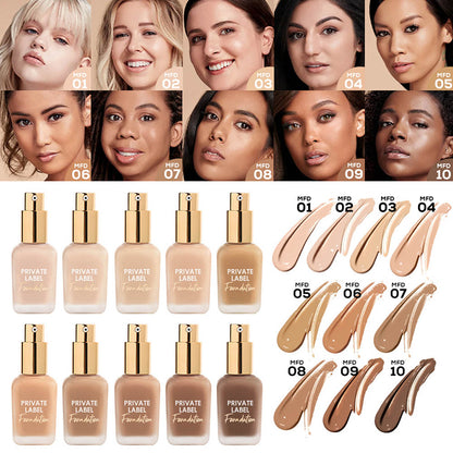 10 Color Foundation Full Coverage SPF15 Flawless Isolation Waterproof 35ml