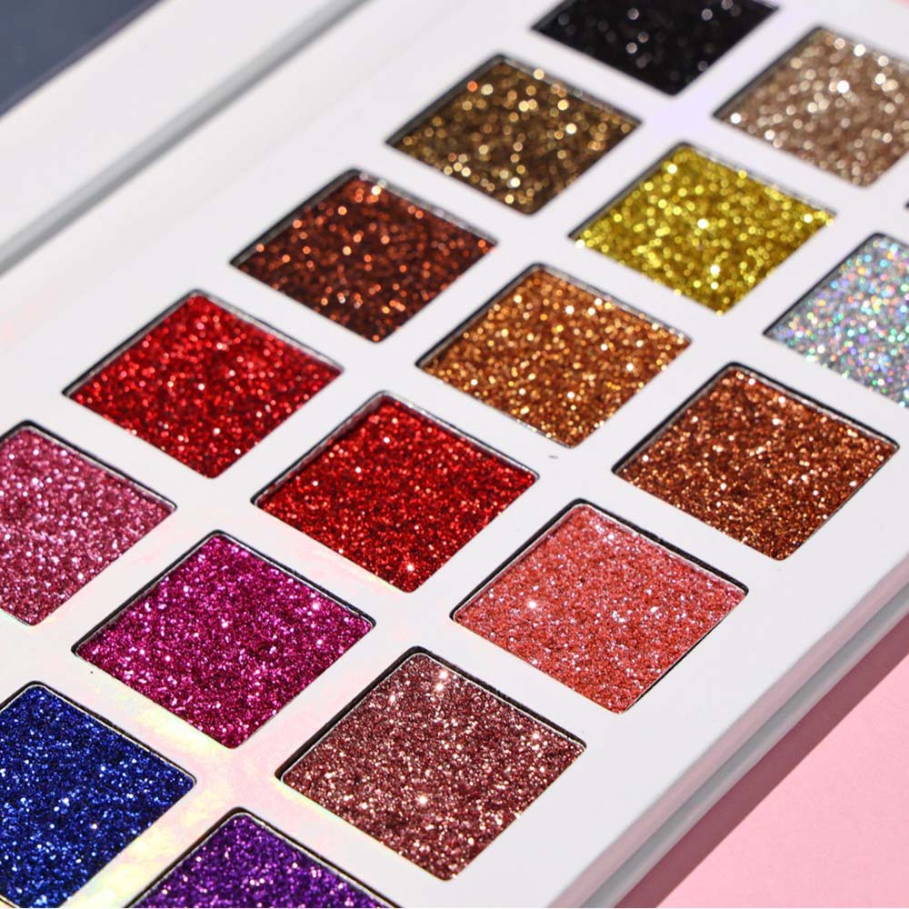 18 Color Glitter Eyeshadow Palette Shinning High Pigmented Waterproof Vegan