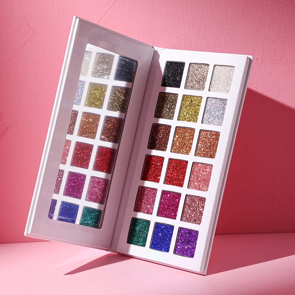 18 Color Glitter Eyeshadow Palette Shinning High Pigmented Waterproof Vegan