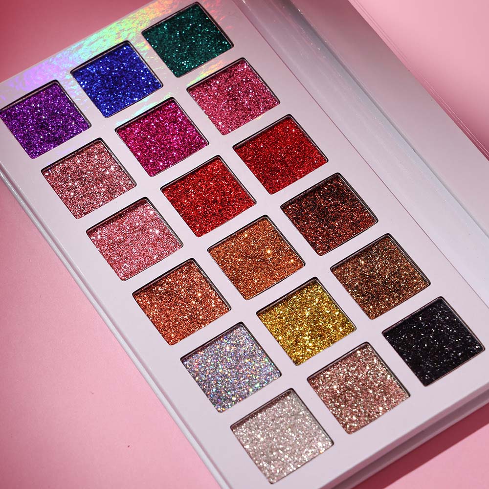 18 Color Glitter Eyeshadow Palette Shinning High Pigmented Waterproof Vegan