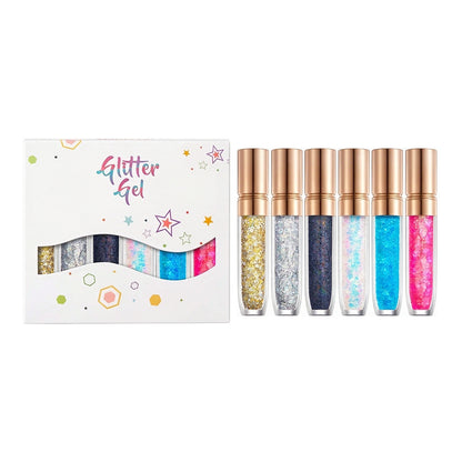 6 Pcs/Set Eyeshadow Gel Glitter Gel Mermaid Flash Gelatin No Glue Required