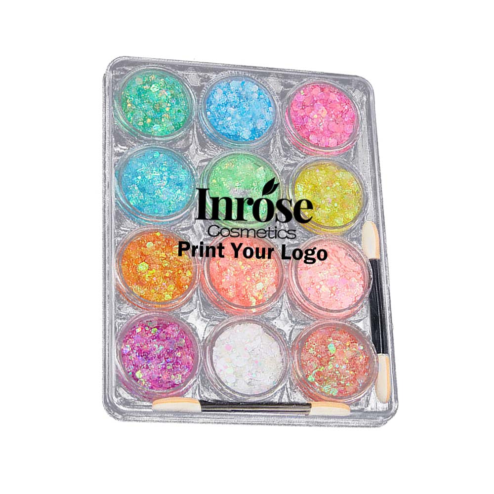 12 color eyeshadow & body glitter gel luminous flash gel makeup vegan