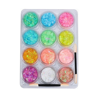 12 Color Eyeshadow & Body Glitter Gel Luminous Night glow Gel Makeup Vegan