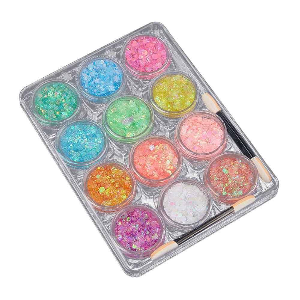 12 Color Eyeshadow & Body Glitter Gel Luminous Night glow Gel Makeup Vegan