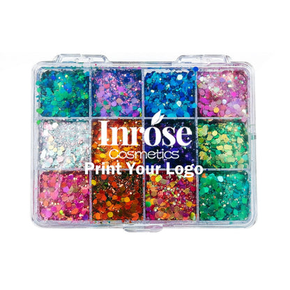 12 Color Glitter Gel Highlight Powder Adhesive-Free Sequin Face Body Makeup