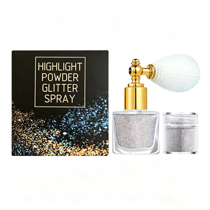 26 Color Highlighter Powder Luminous Glitter Spray For Face Body Hair (1 Bottle Spray + 1 Refill)