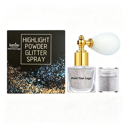 26 Color Highlighter Powder Luminous Glitter Spray For Face Body Hair (1 Bottle Spray + 1 Refill)