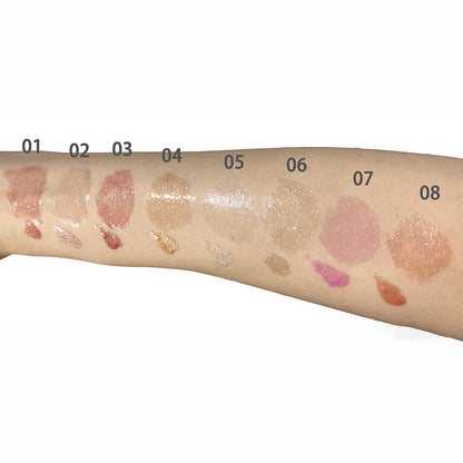 8 Color Glitter Lip Gloss Shimmer Lip Glaze Natural High Pigmented Moisturizing