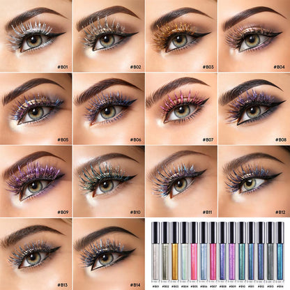 14-Color Chameleon Mascara Lengthen Waterproof Glitter Eyelash Long-Lasting