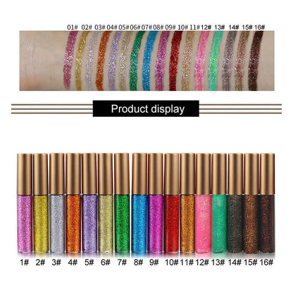 16 color liquid eyeliner glitter waterproof long lasting private label