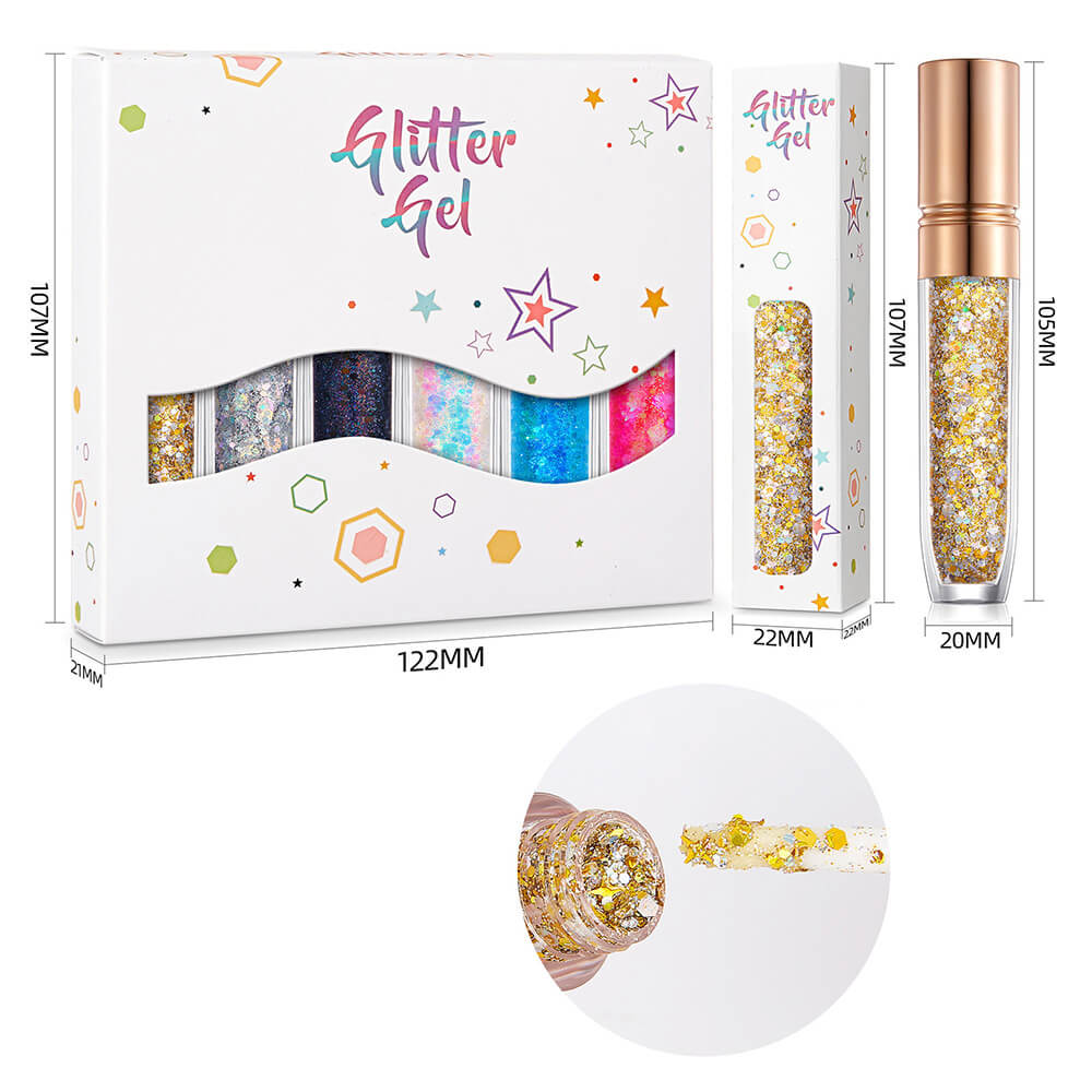 6 pcs/set eyeshadow gel glitter gel mermaid flash gelatin no glue required