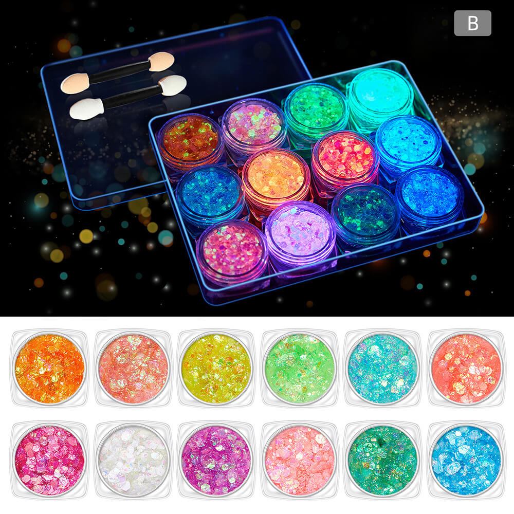 12 color eyeshadow & body glitter gel luminous flash gel makeup vegan
