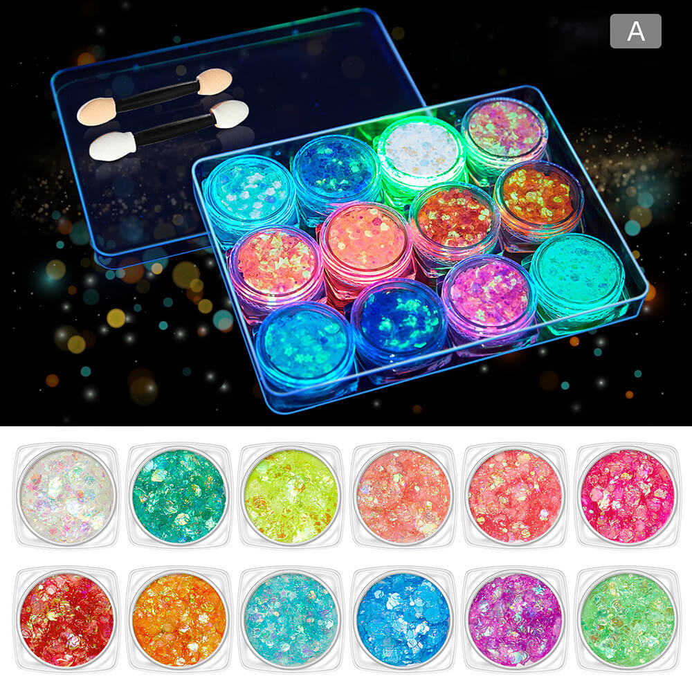12 color eyeshadow & body glitter gel luminous flash gel makeup vegan
