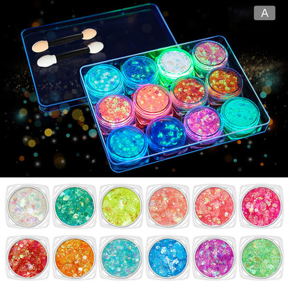 12 color eyeshadow & body glitter gel luminous flash gel makeup vegan