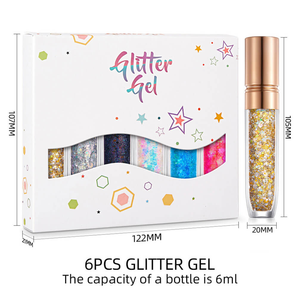 6 pcs/set eyeshadow gel glitter gel mermaid flash gelatin no glue required