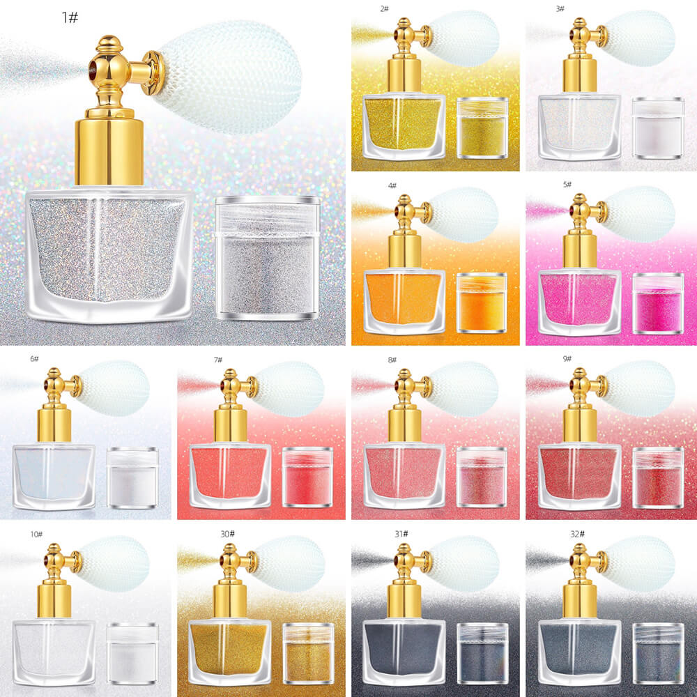 26 color highlighter powder glitter spray for face body hair (1 bottle of spray + 1 refill)