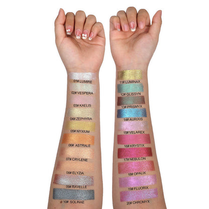 20-Color Single Eyeshadow Fine Shimmer Duochrome Glitter Pearlescent Vegan