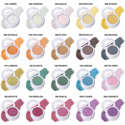 20-Color Single Eyeshadow Fine Shimmer Duochrome Glitter Pearlescent Vegan