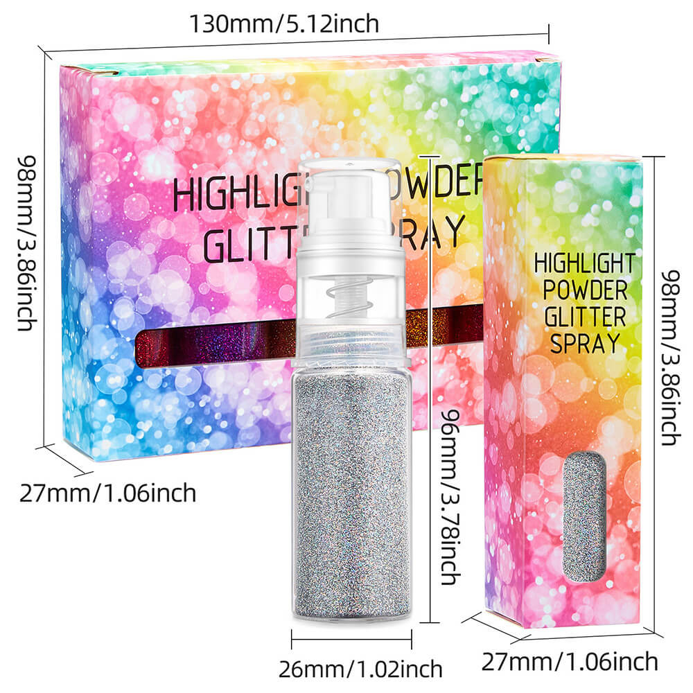 26 color highlight powder glitter spray for body face hair nail art high gloss